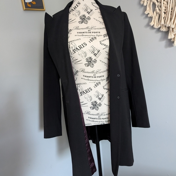 Teenflo Black Blazer Longline Button Down Fits Medium Made In Canada Wool Blend - Picture 9 of 10